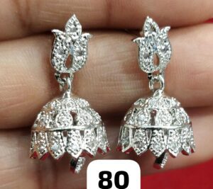 Pair of silver earrings featuring a floral design and intricate detailing.